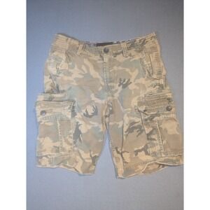 Y2K HURLEY GREEN BROWN CAMO BAGGY CARGO SHORTS WIDE‎ LEG SZ 31 MULIT POCKET